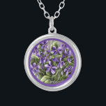 violets in a moon jar silver plated necklace<br><div class="desc">detail of the design : the violets / The flowers in my purple world collection: the Violets, coincidence: “Violette” in French means “purple”, they are the symbol of love. These flowers are in a traditional Korean moon jar next to a seashell. (As a fan of a worldwide K-pop group💜 ,...</div>