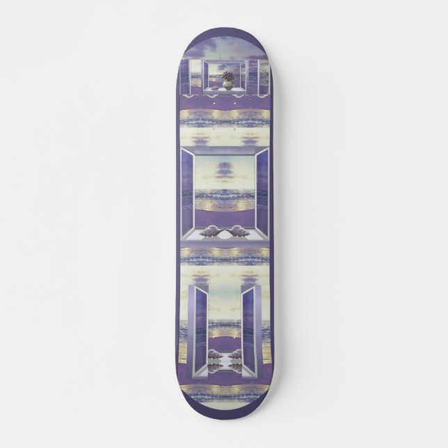 violets in a moon jar skateboard (Front)