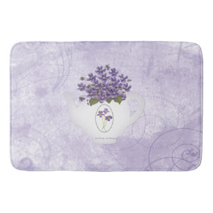 Violets In Teapot Bath Mat