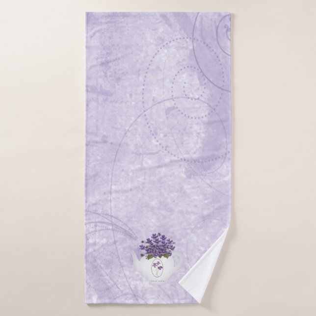 Violets In Teapot Bath Towel Set (Bath Towel)