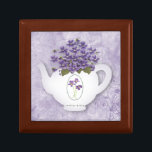Violets In Teapot Gift Box<br><div class="desc">This Pretty Gift Box features Violets in a white tea pot and is perfect for holding trinkets or jewelry.</div>