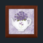 Violets In Teapot Gift Box<br><div class="desc">This Pretty Gift Box features Violets in a white tea pot and is perfect for holding trinkets or jewelry.</div>