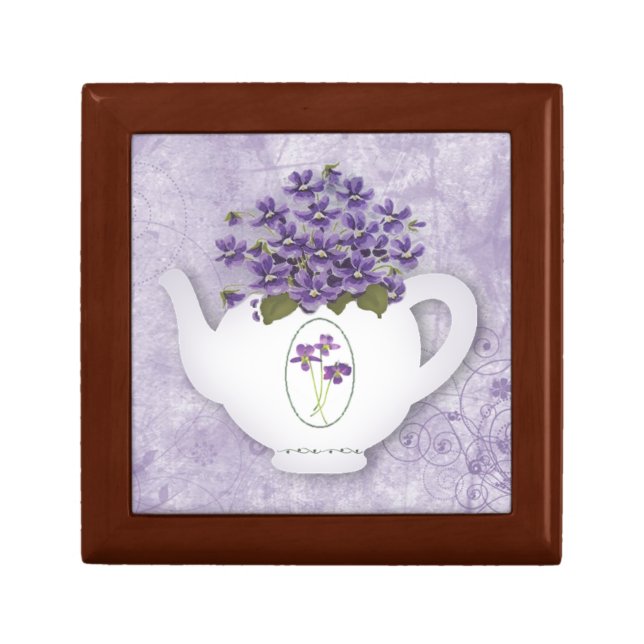 Violets In Teapot Gift Box (Front)