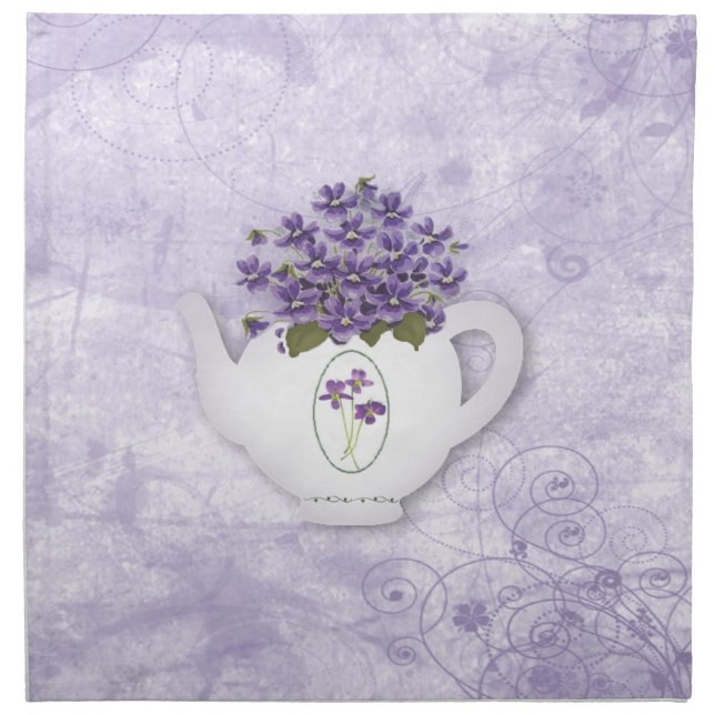 Violets In Teapot Napkin (Front)
