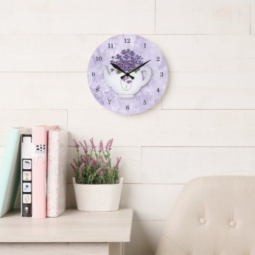 Violets In Teapot Wall Clock
