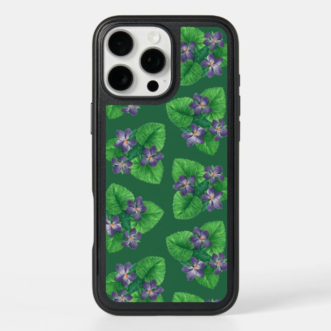 Violets on  emerald green otterbox iPhone case (Back)