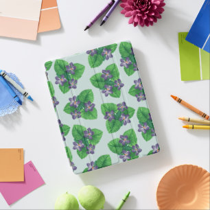 Violets on sea glass blue iPad smart cover