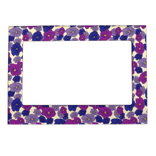 Violets pattern purples and blue on ivory  magnetic frame