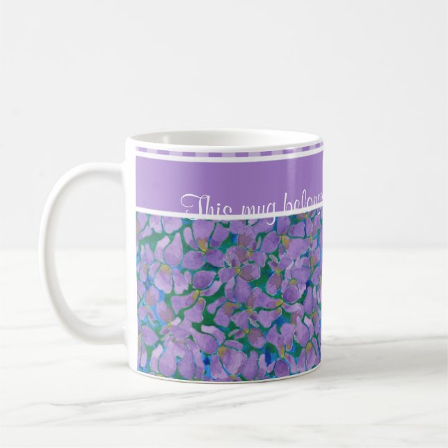 Violets Pattern White Coffee Mug to Personalize (Left)