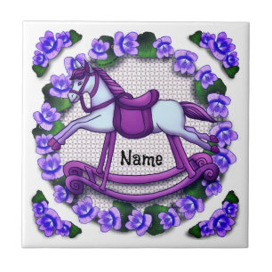 Violets Rocking Horse Ceramic Tile
