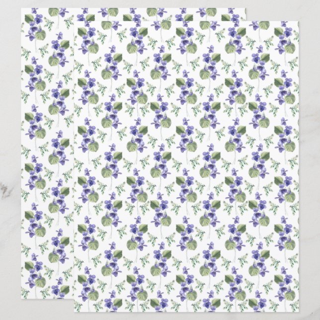 Violets Scrapbook Paper (Front/Back)