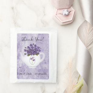 Violets Teapot Thank You Favor Tea Bag Drink Mix