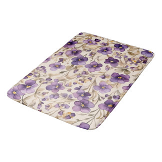 Violets - watercolor bath mat