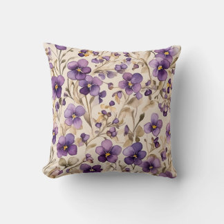 Violets - watercolor throw pillow
