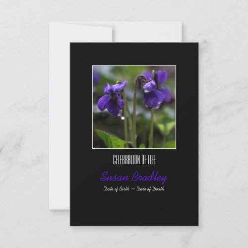 Violets with drops  Celebration of Life Invitation