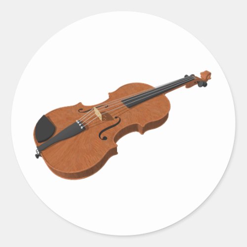 Violin 3D Model Classic Round Sticker