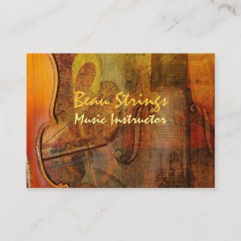 Violin Abstract 3 Warm Tones Business Card by profilesincolor at Zazzle