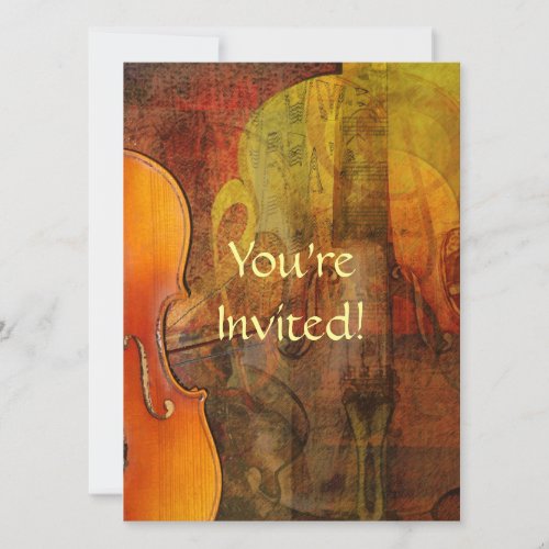 Violin Abstract 3 Warm Tones Invitation