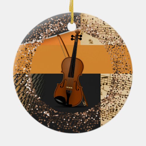 Violin Abstract Artworkglitter Ceramic Ornament