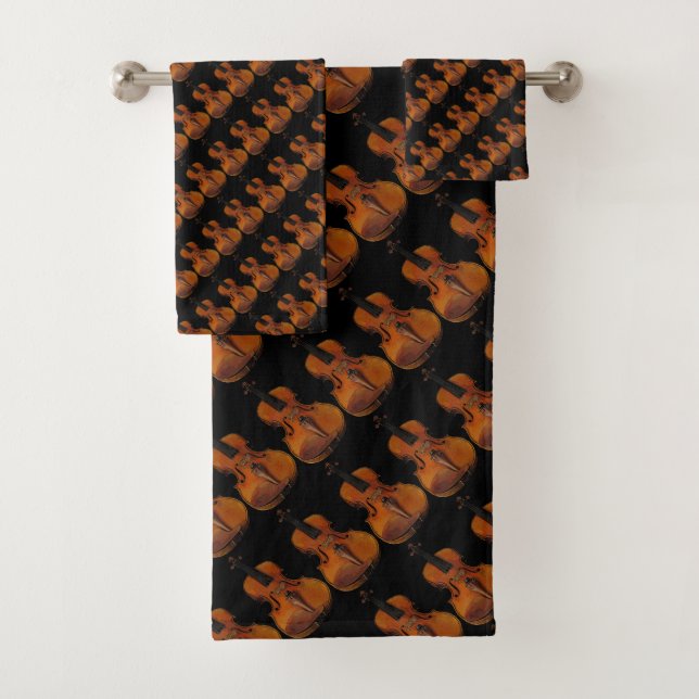 Violin Abstract Pattern Music Bath Towels (Insitu)