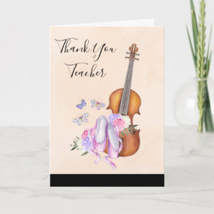 Violin and Ballet Shoes Teacher Appreciation Letterpress Thank You Card