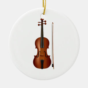 VIolin and bow realistic graphic Ceramic Ornament