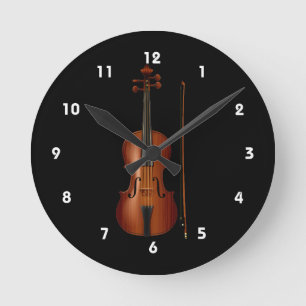 VIolin and bow realistic graphic Round Clock