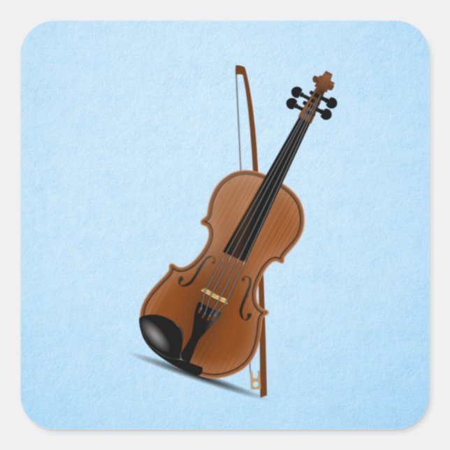 Violin and bow square sticker (Front)