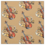 Violin and Bow with Notes and Stars Fabric