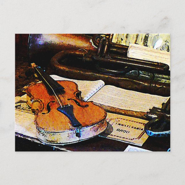 Violin and Bugle Postcard (Front)