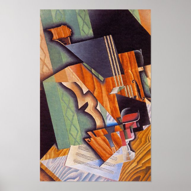 Violin and Glass, by Juan Gris Poster (Front)