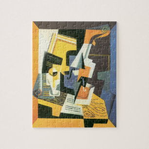 Violin and Glass by Juan Gris, Vintage Cubism Jigsaw Puzzle