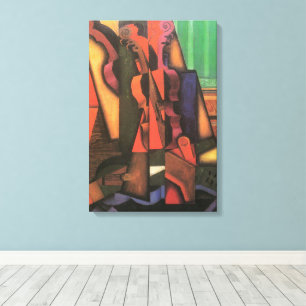 Violin and Guitar by Juan Gris, Vintage Cubism Art Canvas Print