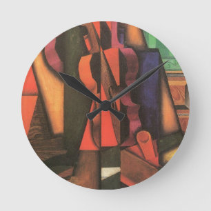 Violin and Guitar by Juan Gris, Vintage Cubism Art Round Clock
