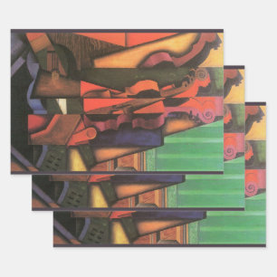 Violin and Guitar by Juan Gris, Vintage Cubism Art Wrapping Paper Sheets