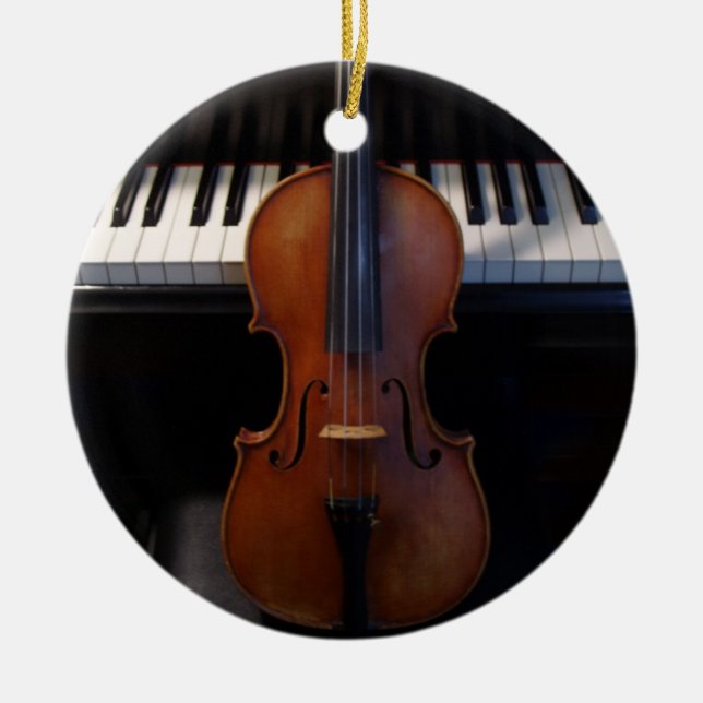 Violin and Keyboard Holiday Ornament (Front)