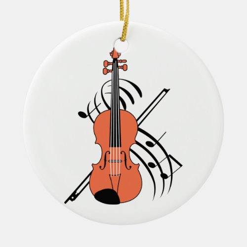 Violin and Music Ceramic Ornament