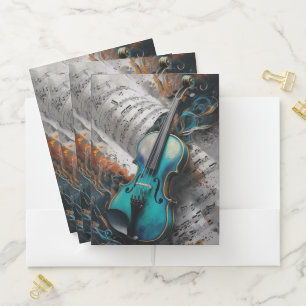 Violin and Music Notes Pocket Folder
