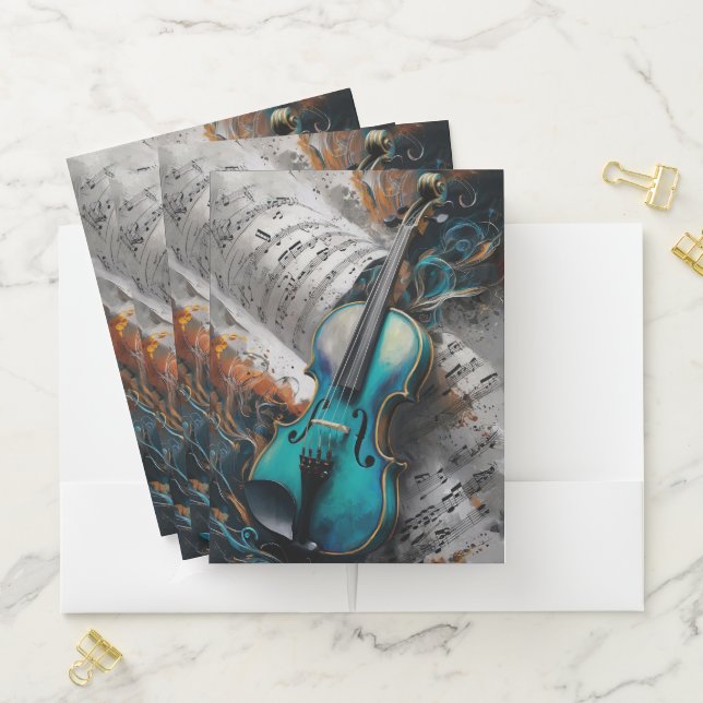 Violin and Music Notes Pocket Folder (In Situ)
