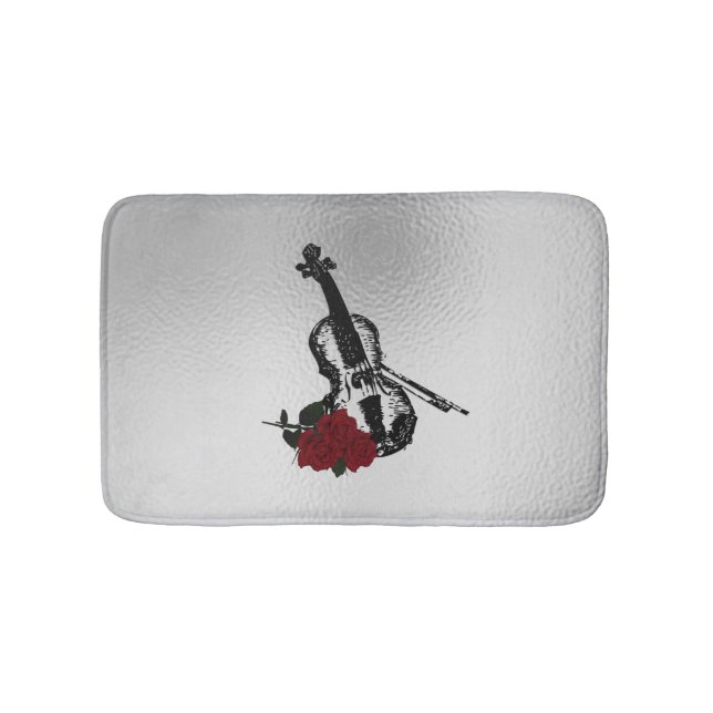 Violin and Roses Bathroom Mat (Front)