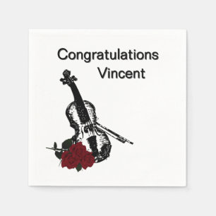 Violin and Roses Congratulations Napkins
