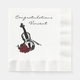 Violin and Roses Congratulations Paper Napkins
