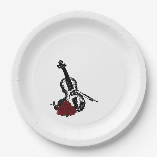 Violin and Roses Paper Plates (Front)