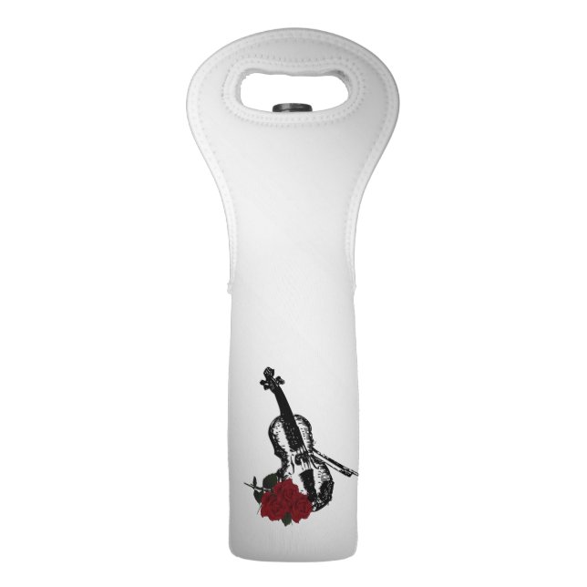 Violin and Roses Silver Wine Bag (Front)