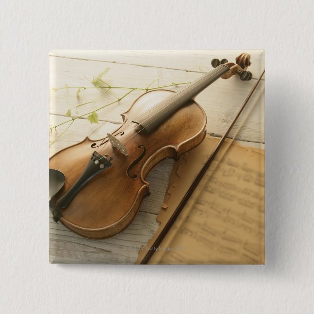Violin and Sheet Music Button (Front)