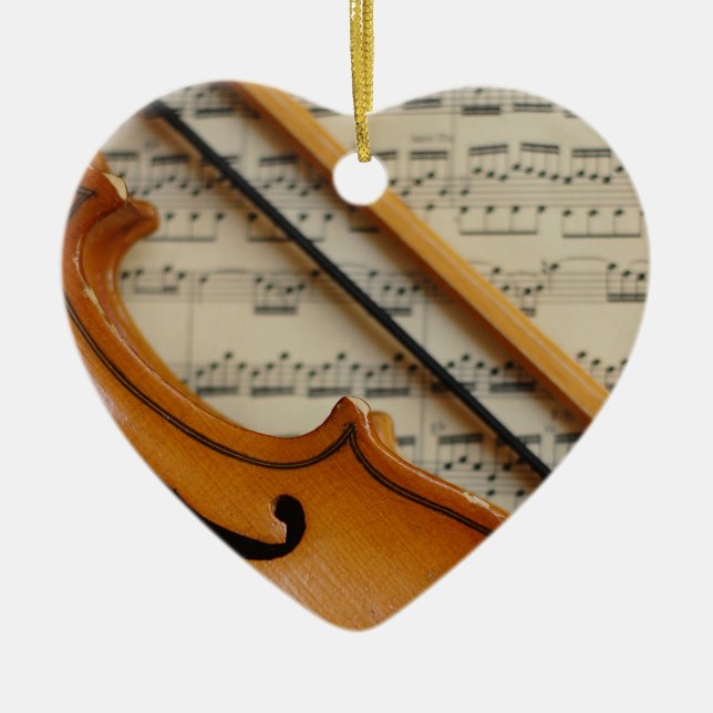 Violin and Sheet Music Ceramic Ornament (Front)