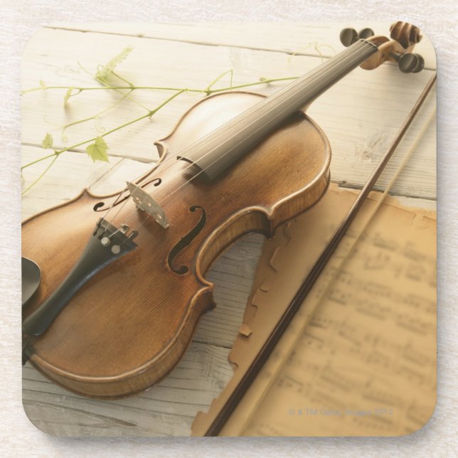 Violin and Sheet Music Coaster (Front)