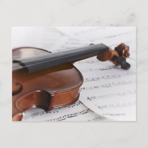 Violin and sheet music postcard