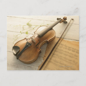 Violin and Sheet Music Postcard