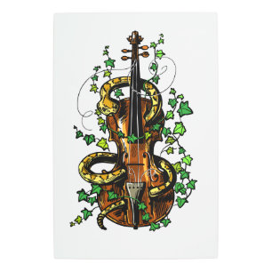 Violin and snake metal print
